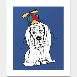 Cute Droopy Basset Hound with a Spinner Hat Posters and Art